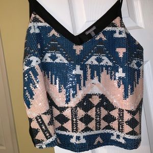 Charlotte Russe Sequined Tank Top: Spaghetti Strap